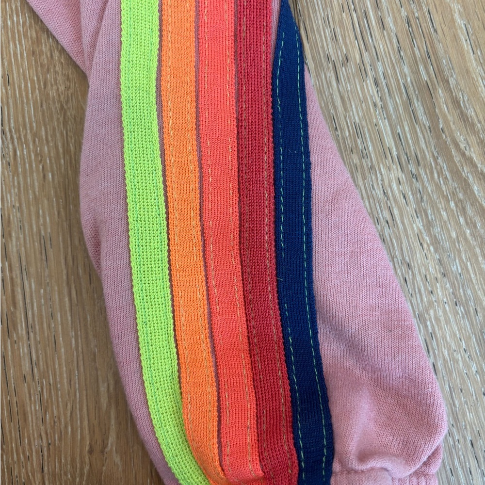 Pedal pink aviator nation, sweatpants size extra small with neon stripes